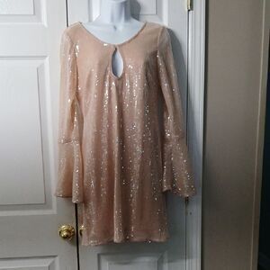 Anthropologie Hutch Bell Sleeve Sequin Disco Dress Sz M NWOT